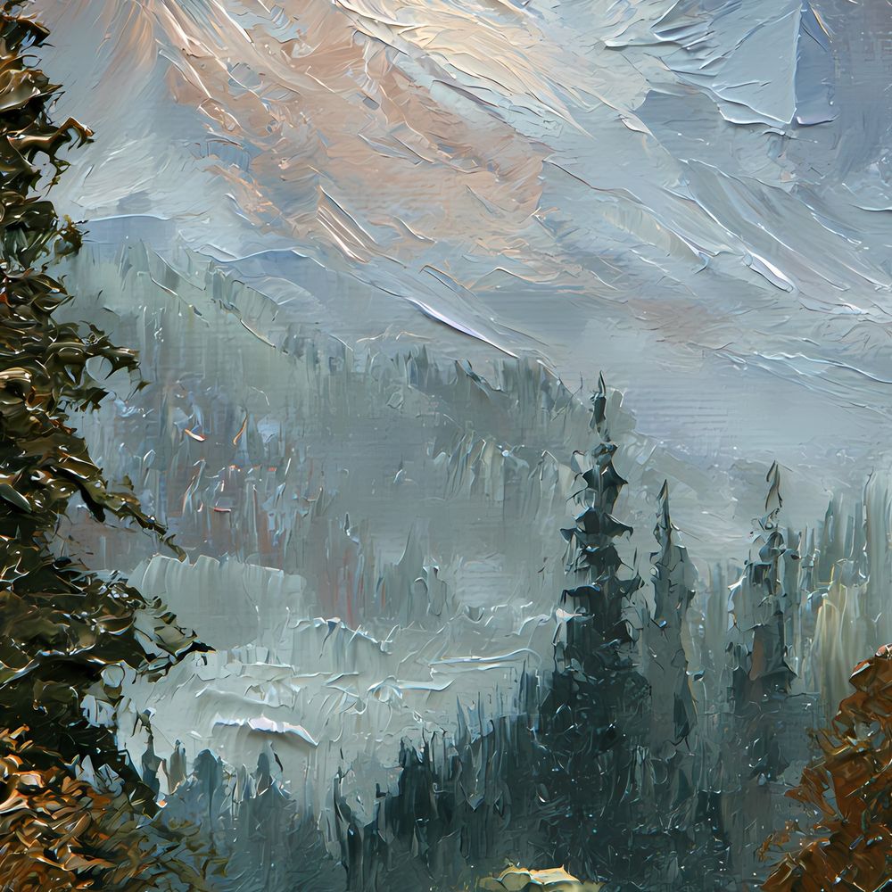Misty Blue Peak River — landscapes art print by Brunelvi — view 2