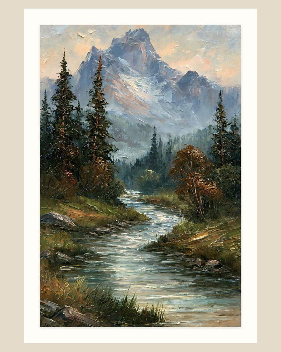 Misty Blue Peak River — landscapes art print by Brunelvi