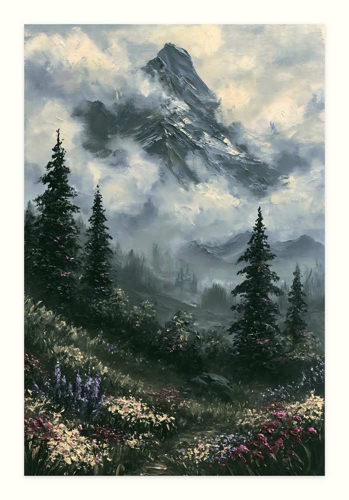 Misty Mountain impasto oil painting wall art by Brunelvi