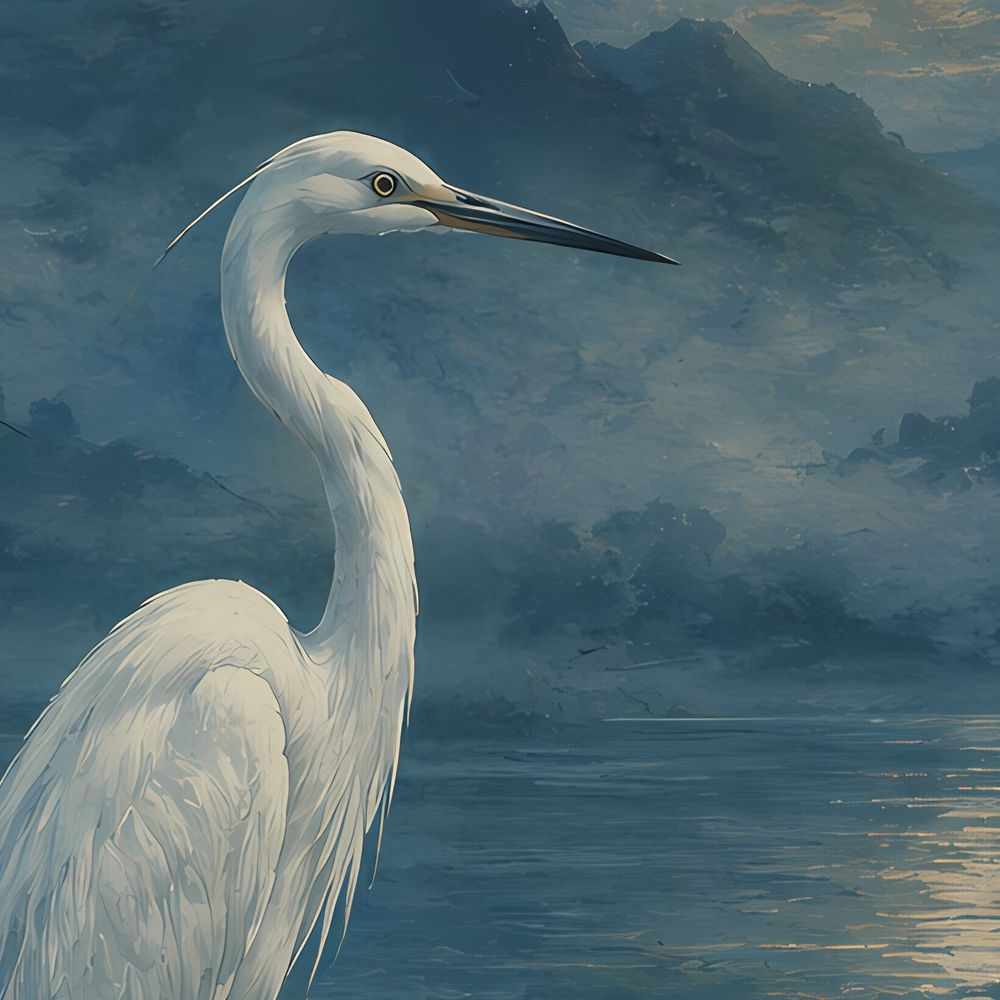 Moonlit White Egret — animals art print by Brunelvi — view 2