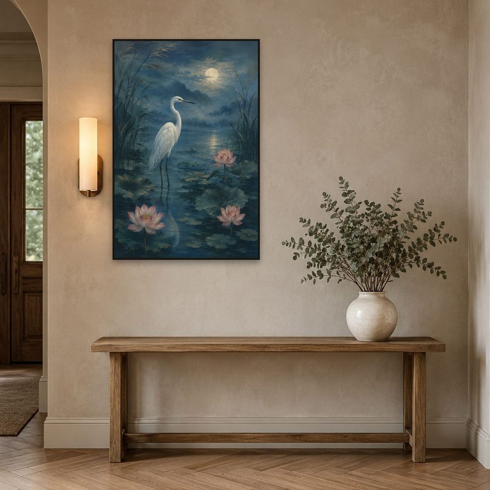 Moonlit White Egret — animals art print by Brunelvi — view 3