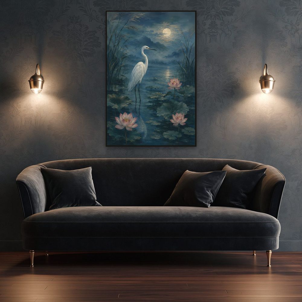 Moonlit White Egret — animals art print by Brunelvi — view 4
