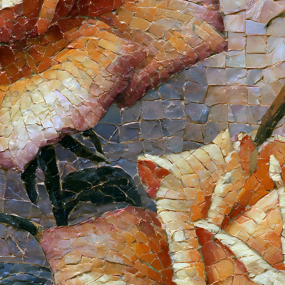 Mosaic Apricot Roses — florals wall art print by Brunelvi — view 2
