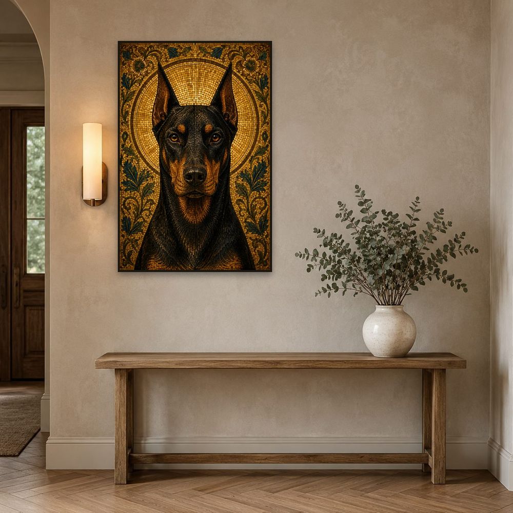 Mosaic Doberman Portrait — animals wall art print by Brunelvi — view 3
