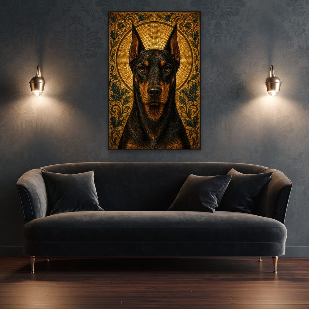 Mosaic Doberman Portrait — animals wall art print by Brunelvi — view 4