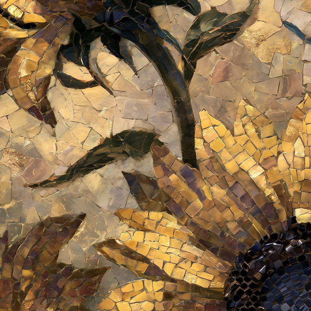 Mosaic Golden Sunflowers — florals wall art print by Brunelvi — view 2