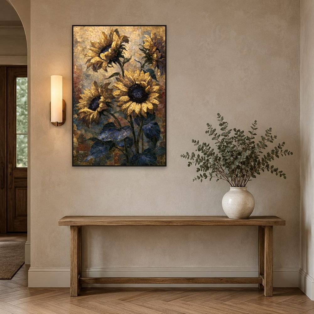 Mosaic Golden Sunflowers — florals wall art print by Brunelvi — view 3
