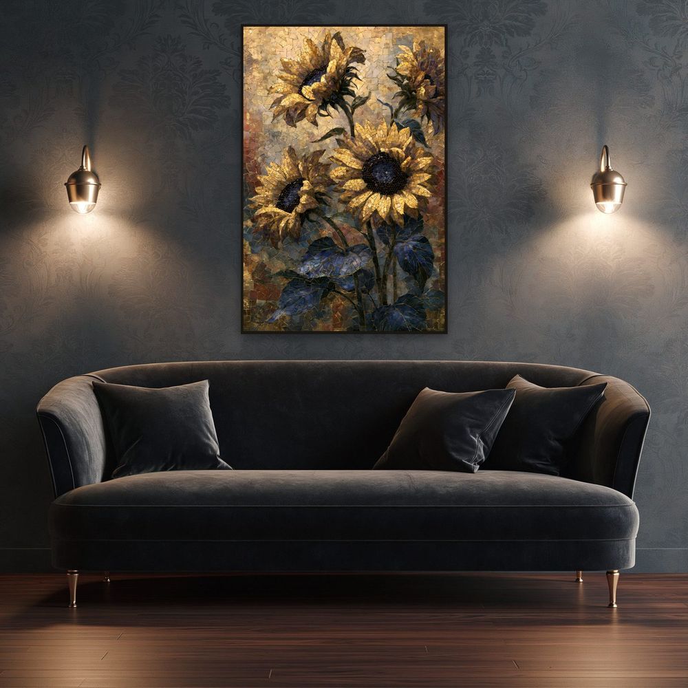 Mosaic Golden Sunflowers — florals wall art print by Brunelvi — view 4