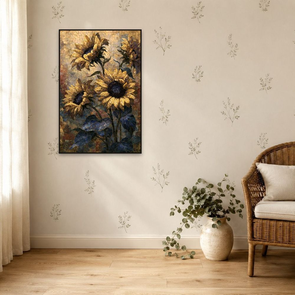 Mosaic Golden Sunflowers — florals wall art print by Brunelvi — view 5