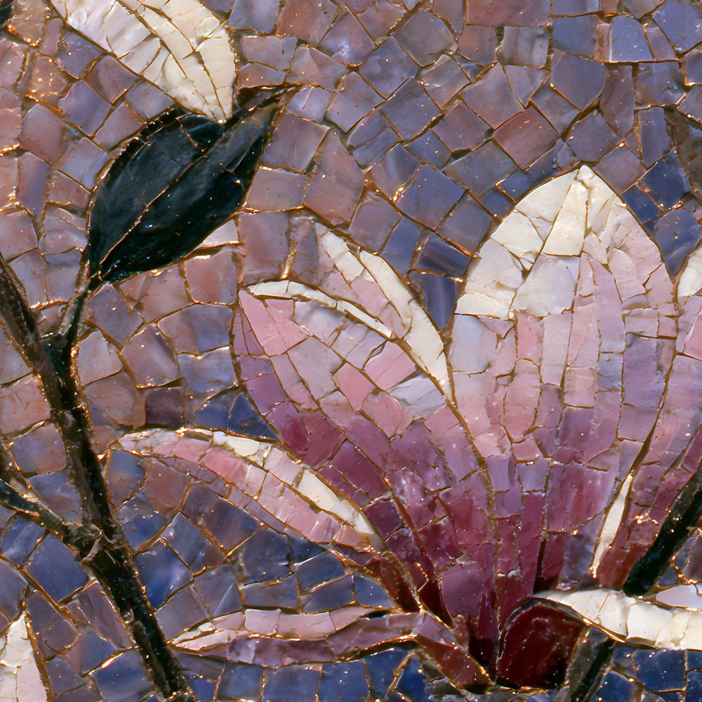 Mosaic Pink Magnolias — florals wall art print by Brunelvi — view 2