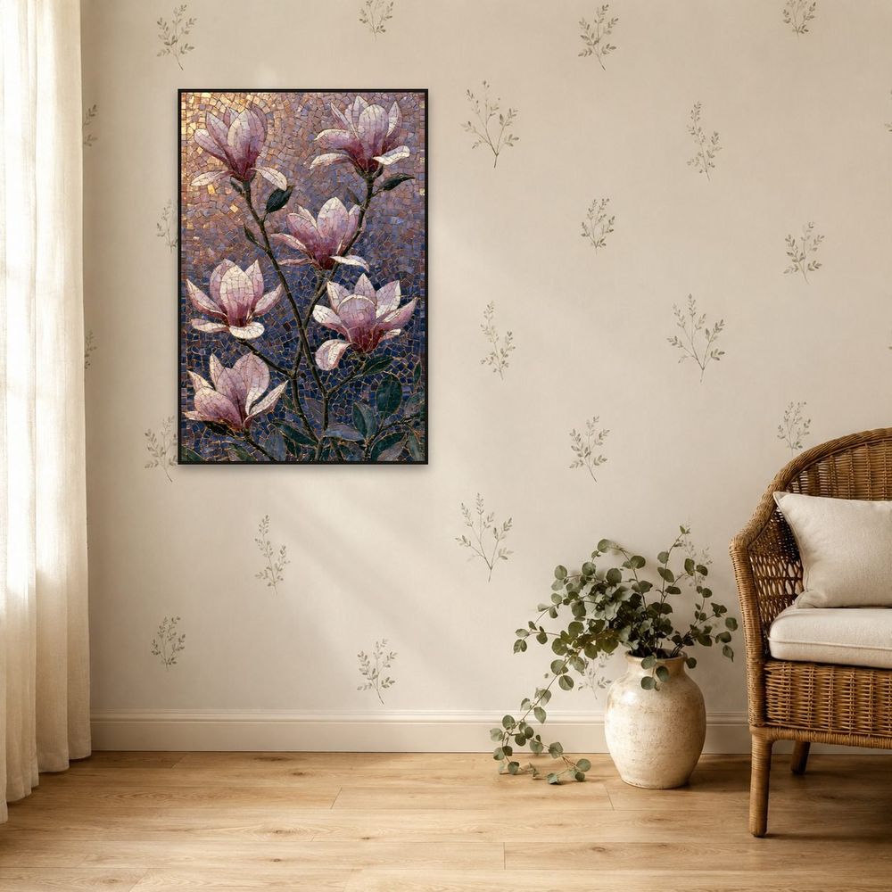 Mosaic Pink Magnolias — florals wall art print by Brunelvi — view 5
