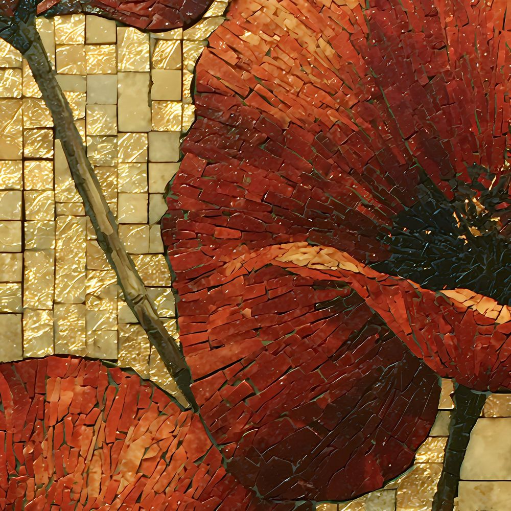 Mosaic Red Poppies — florals wall art print by Brunelvi — view 2
