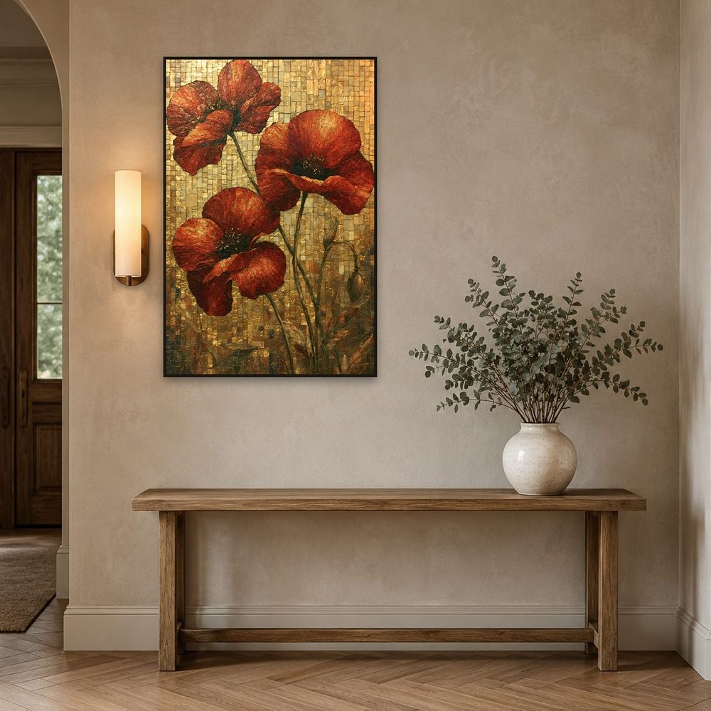 Mosaic Red Poppies — florals wall art print by Brunelvi — view 3