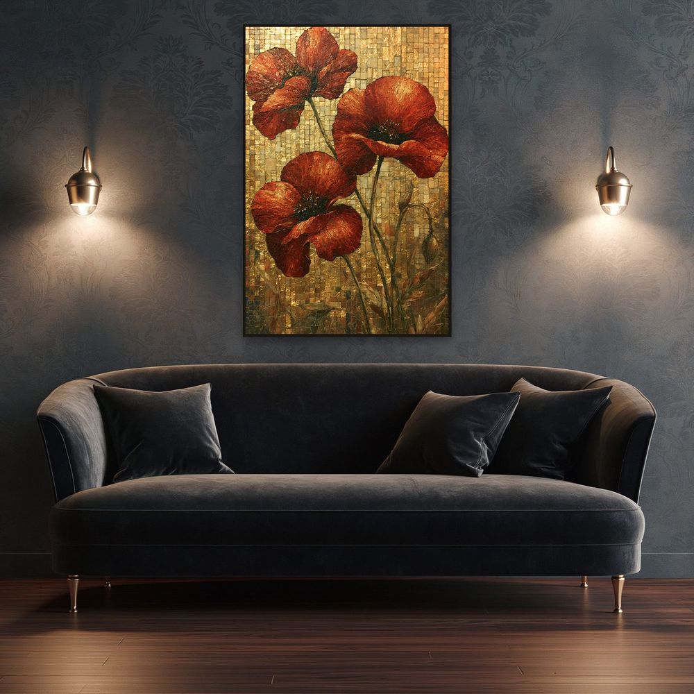 Mosaic Red Poppies — florals wall art print by Brunelvi — view 4