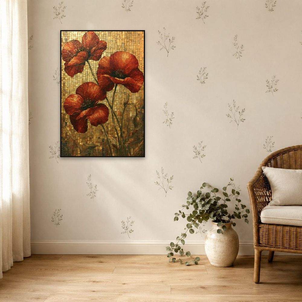 Mosaic Red Poppies — florals wall art print by Brunelvi — view 5