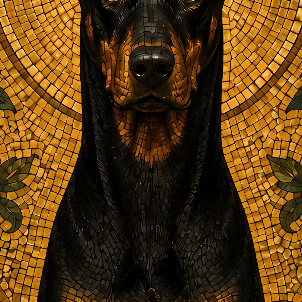 Mosaic Seated Doberman — animals wall art print by Brunelvi — view 2
