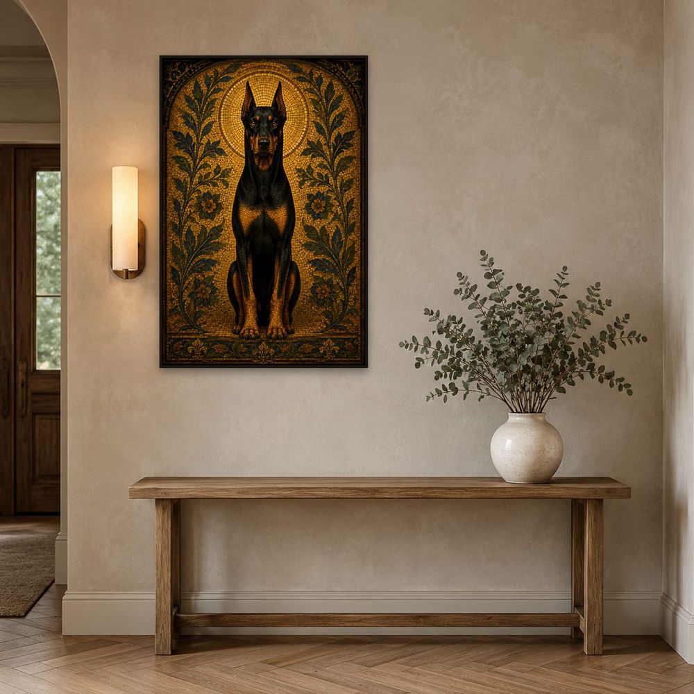Mosaic Seated Doberman — animals wall art print by Brunelvi — view 3