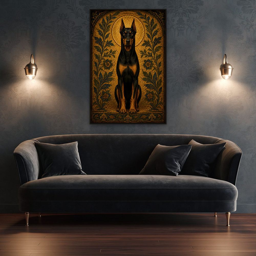 Mosaic Seated Doberman — animals wall art print by Brunelvi — view 4