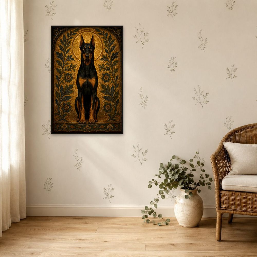 Mosaic Seated Doberman — animals wall art print by Brunelvi — view 5