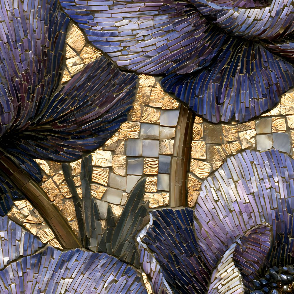 Mosaic Violet Anemones — florals wall art print by Brunelvi — view 2