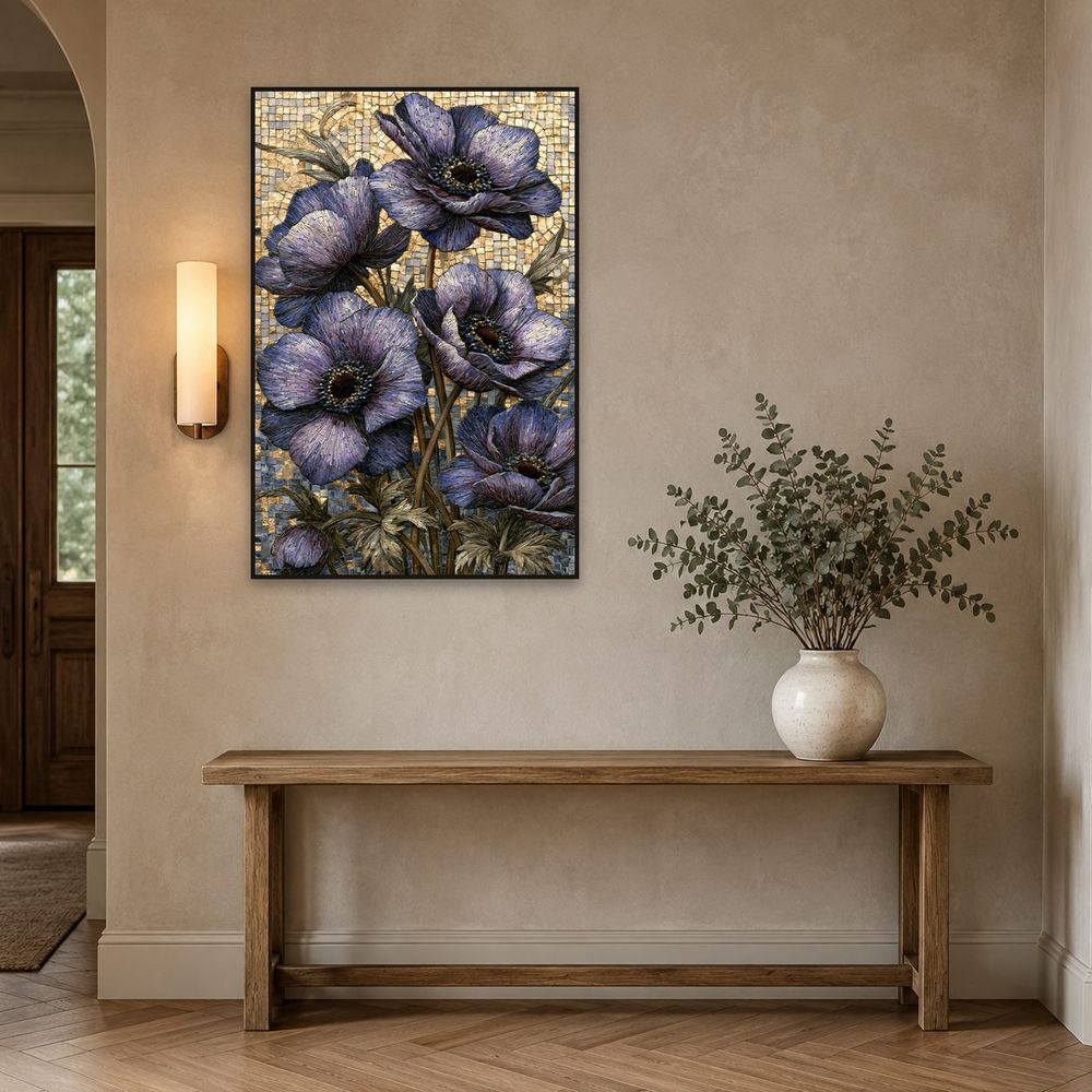 Mosaic Violet Anemones — florals wall art print by Brunelvi — view 3