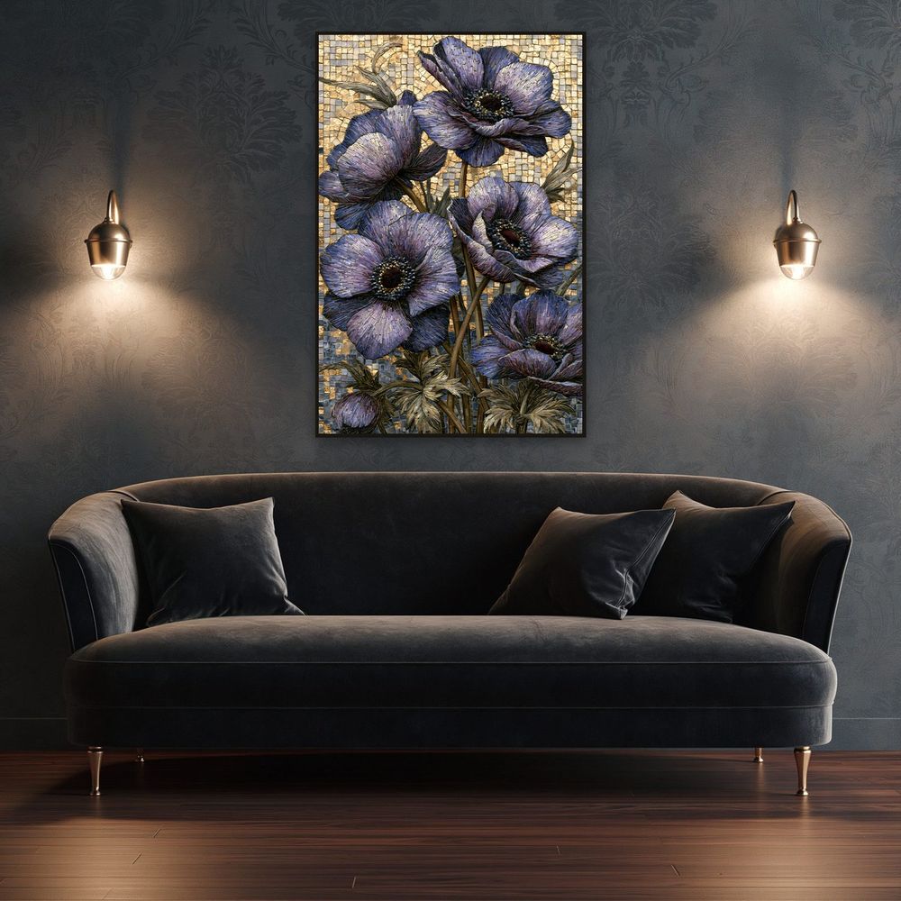 Mosaic Violet Anemones — florals wall art print by Brunelvi — view 4