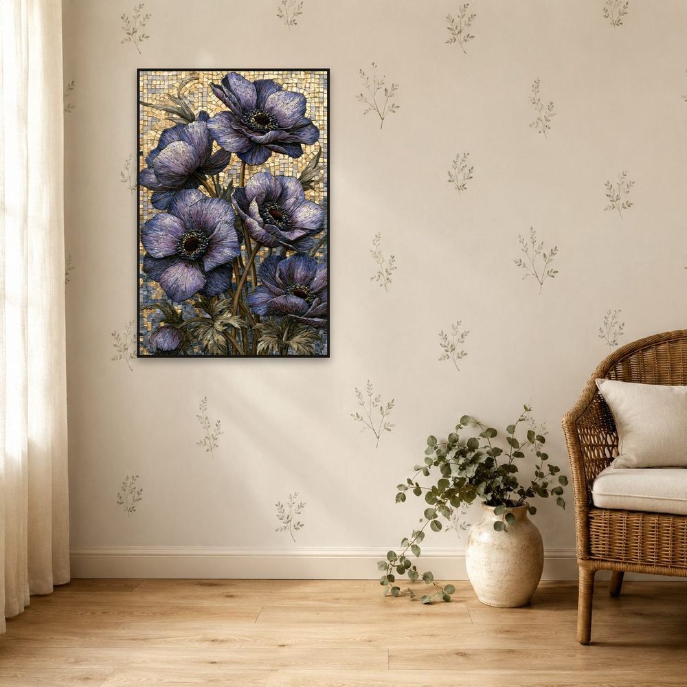 Mosaic Violet Anemones — florals wall art print by Brunelvi — view 5