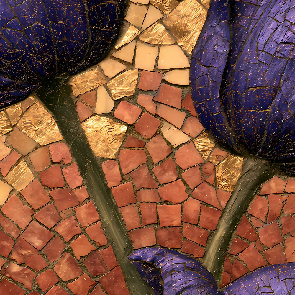 Mosaic Violet Tulips — florals wall art print by Brunelvi — view 2