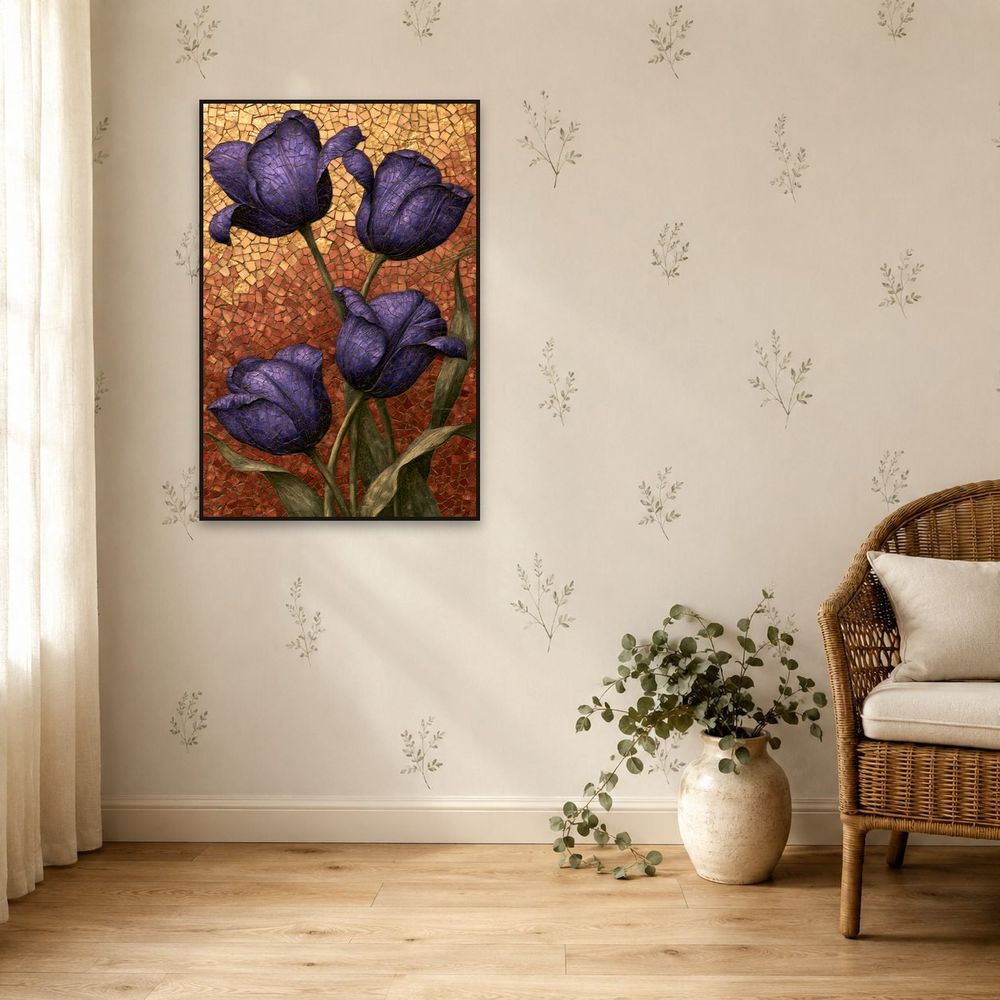 Mosaic Violet Tulips — florals wall art print by Brunelvi — view 5