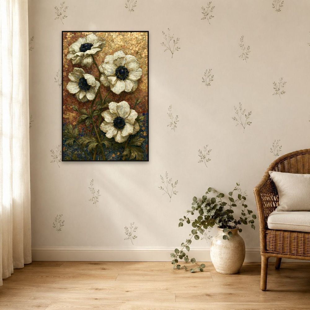 Mosaic White Anemones — florals wall art print by Brunelvi — view 5