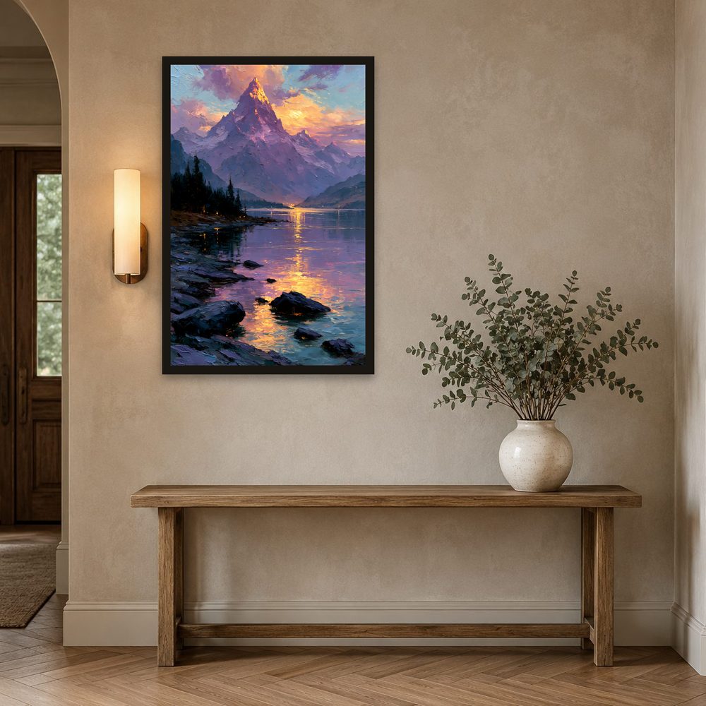 Mountain Lake Sunset impasto oil painting wall art by Brunelvi — Ansicht 2