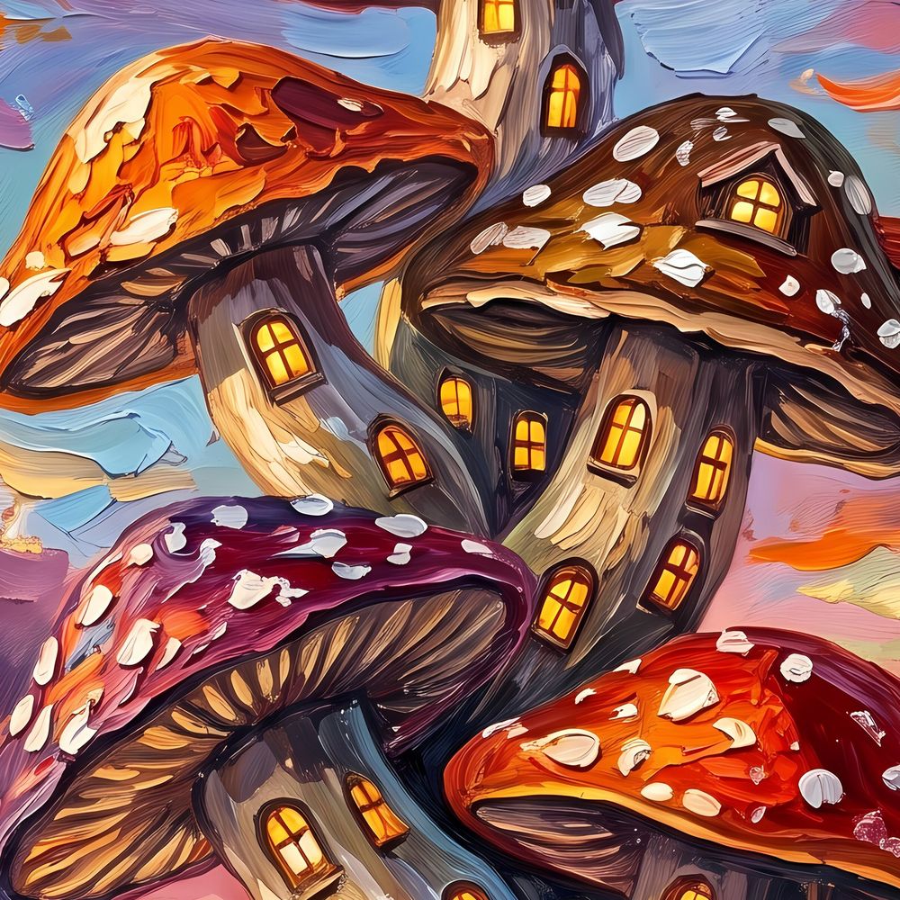Mushroom Cottage Tower — fantasy wall art print by Brunelvi — view 2