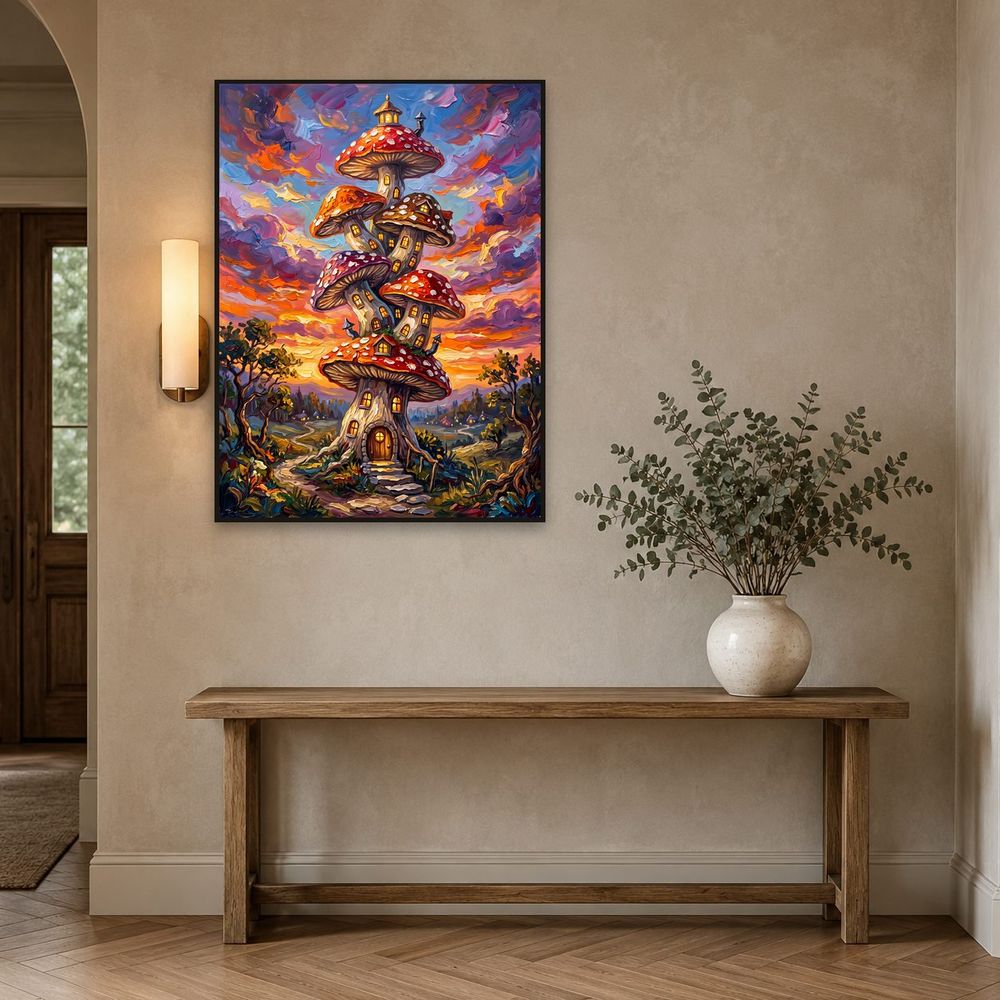 Mushroom Cottage Tower — fantasy wall art print by Brunelvi — view 3