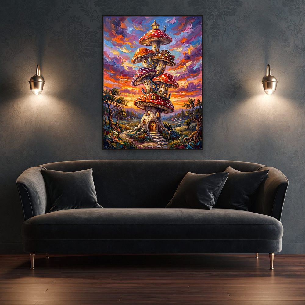 Mushroom Cottage Tower — fantasy wall art print by Brunelvi — view 4