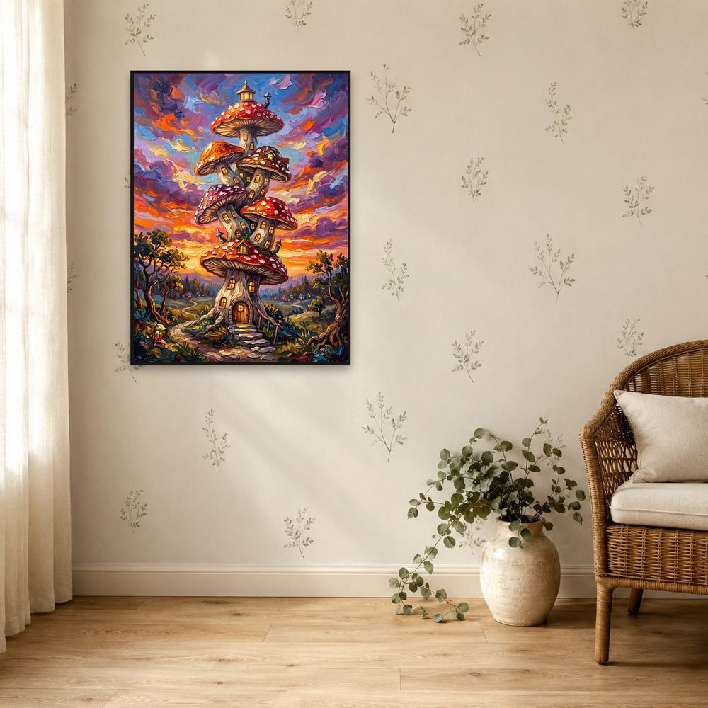 Mushroom Cottage Tower — fantasy wall art print by Brunelvi — view 5
