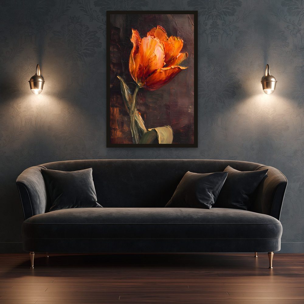 Orange Tulip impasto oil painting wall art by Brunelvi — Ansicht 3