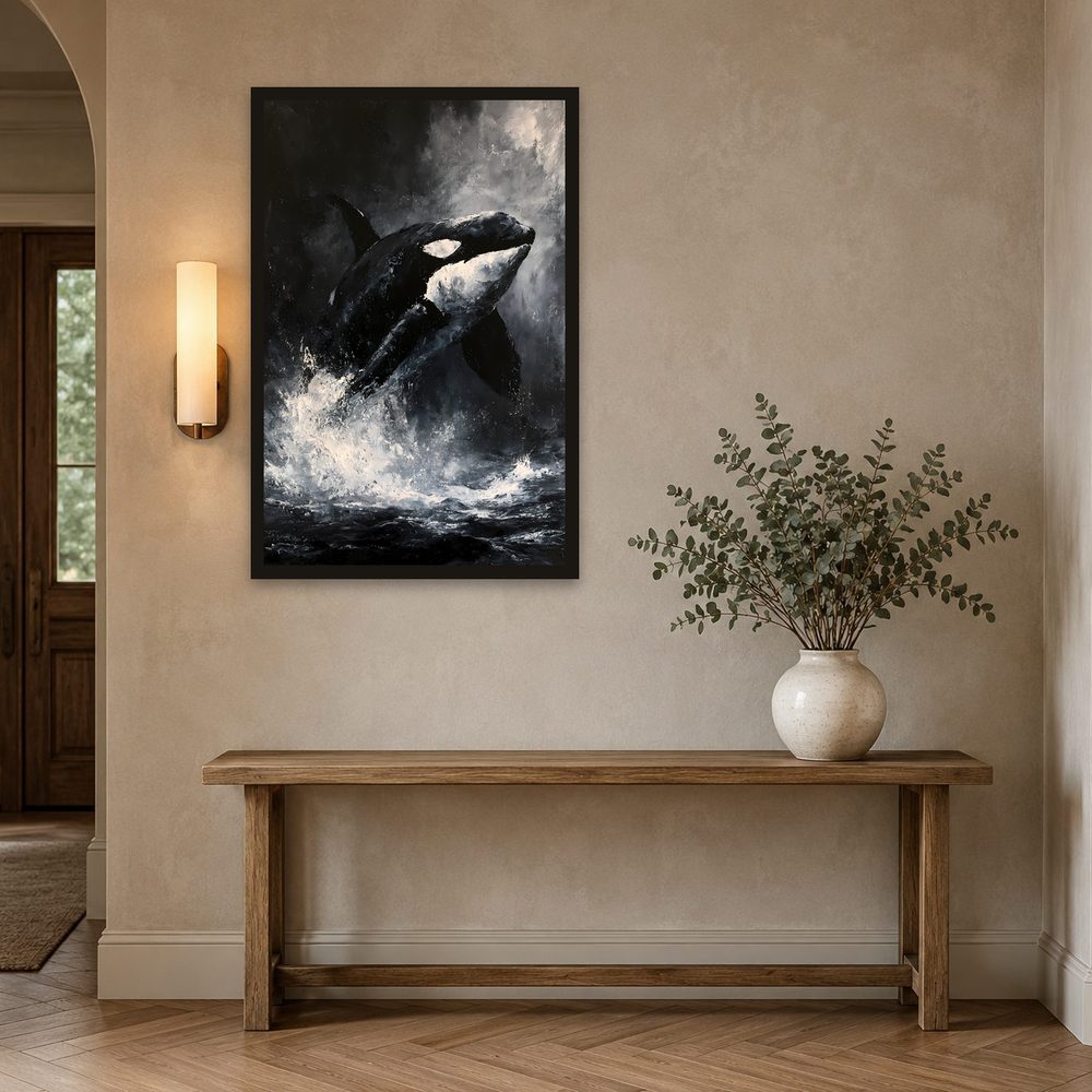 Orca Breaching Ocean impasto oil painting wall art by Brunelvi — Ansicht 2