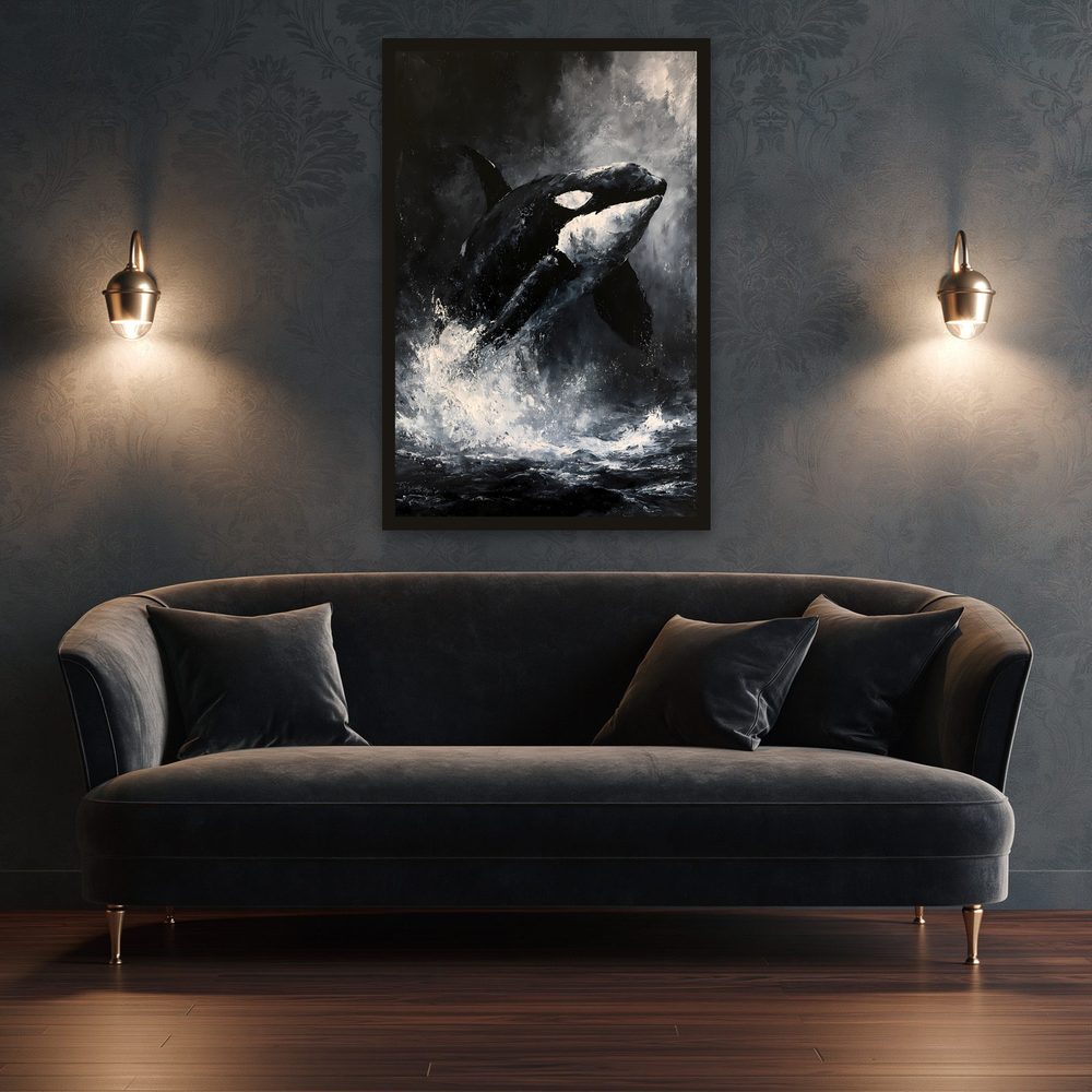 Orca Breaching Ocean impasto oil painting wall art by Brunelvi — Ansicht 3