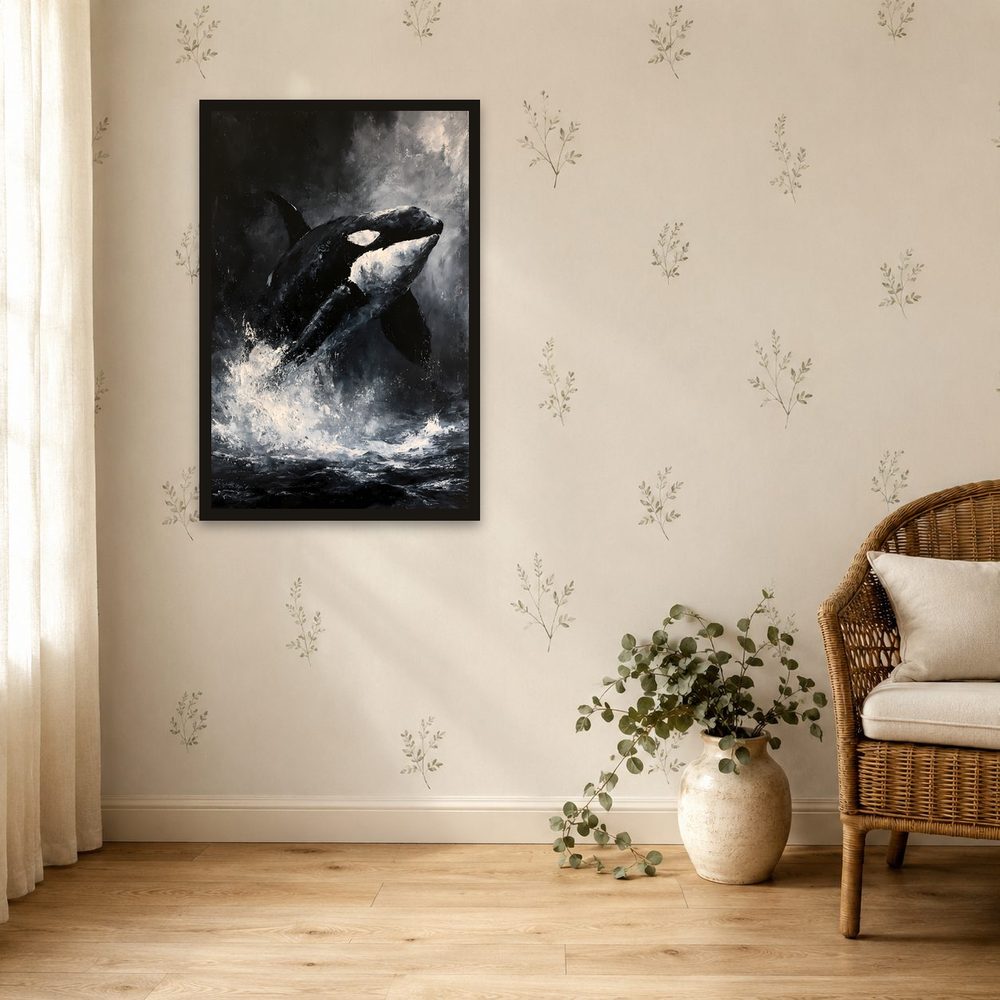 Orca Breaching Ocean impasto oil painting wall art by Brunelvi — Ansicht 4