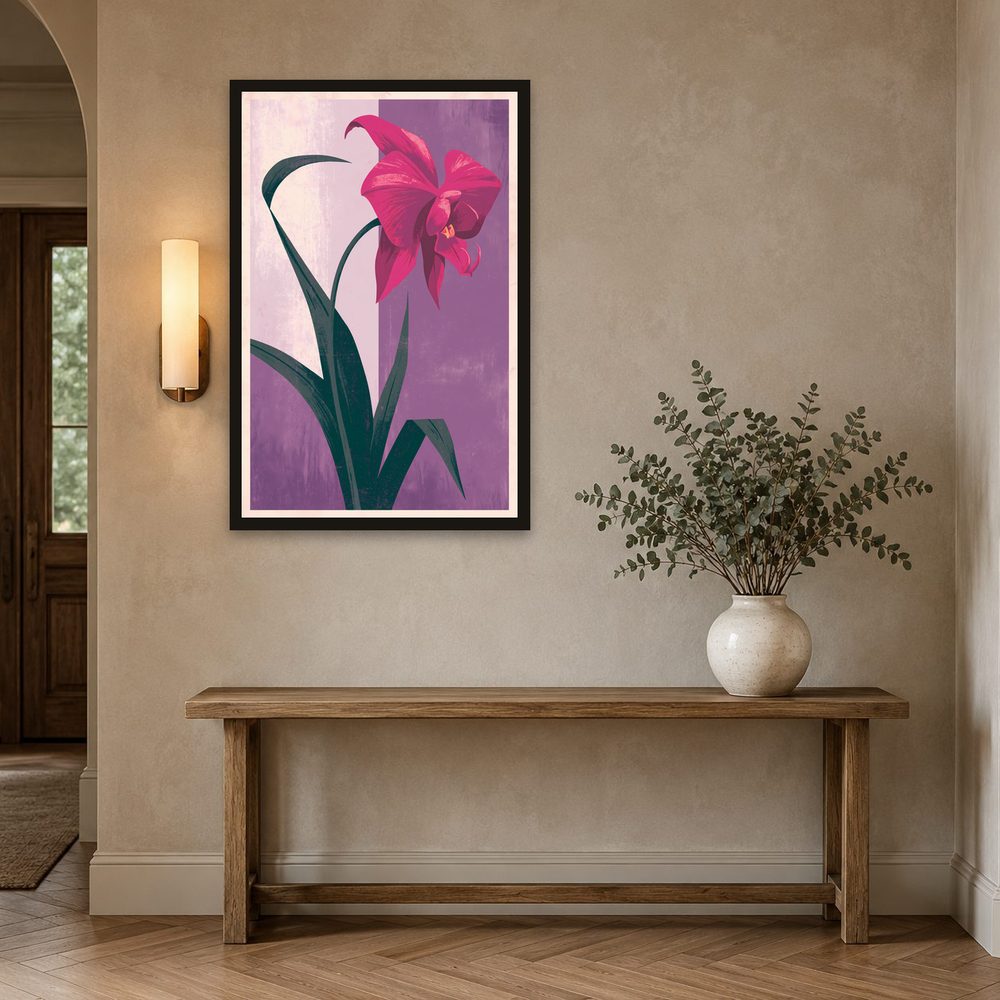 Orchid Retro Poster retro poster art wall art by Brunelvi — Ansicht 2