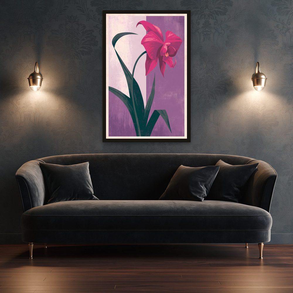Orchid Retro Poster retro poster art wall art by Brunelvi — Ansicht 3