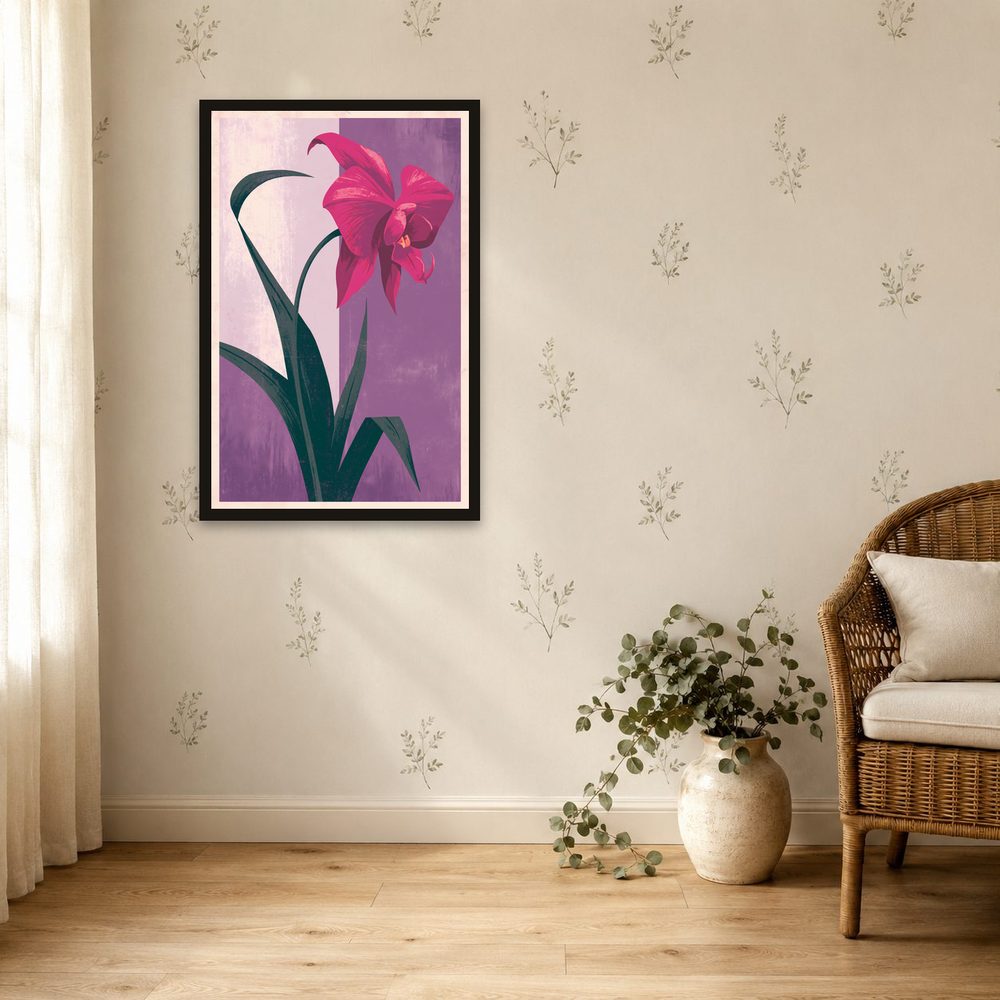 Orchid Retro Poster retro poster art wall art by Brunelvi — Ansicht 4