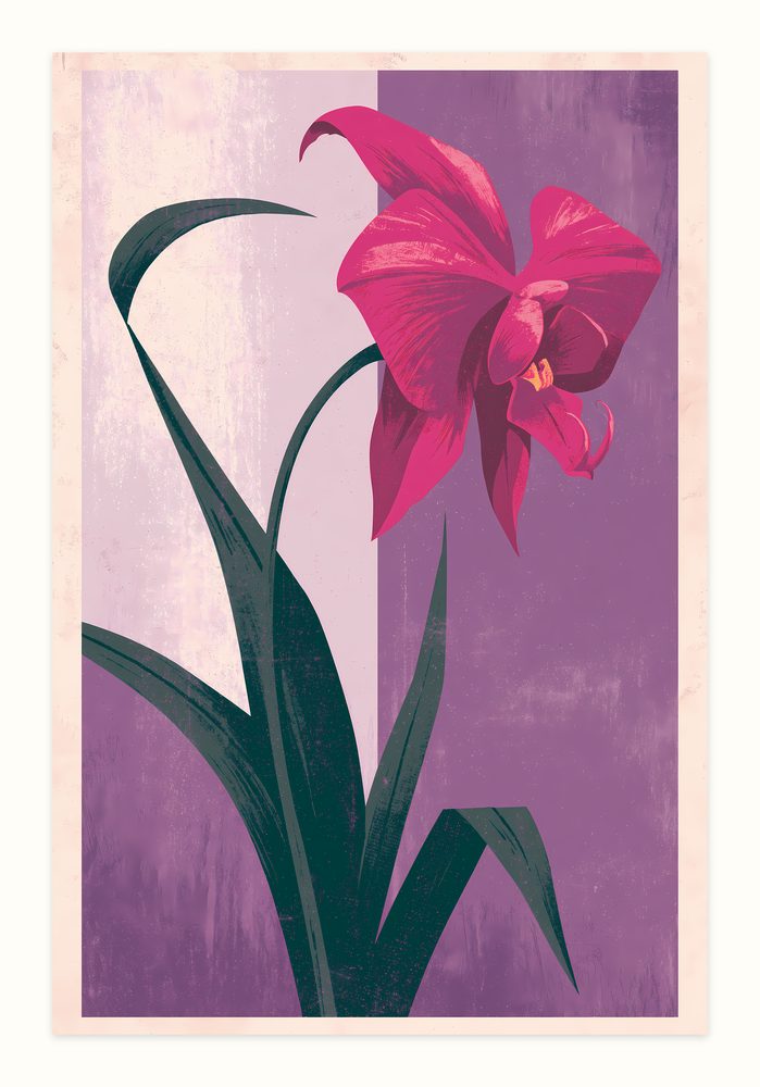 Orchid Retro Poster retro poster art wall art by Brunelvi