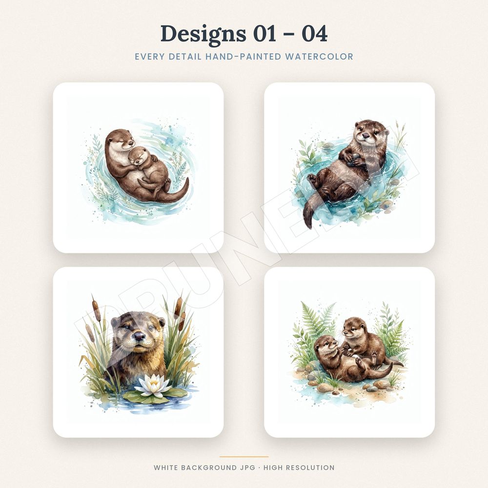 Otter Clipart Bundle — jpg bundles (white bg) clipart by Brunelvi — view 3