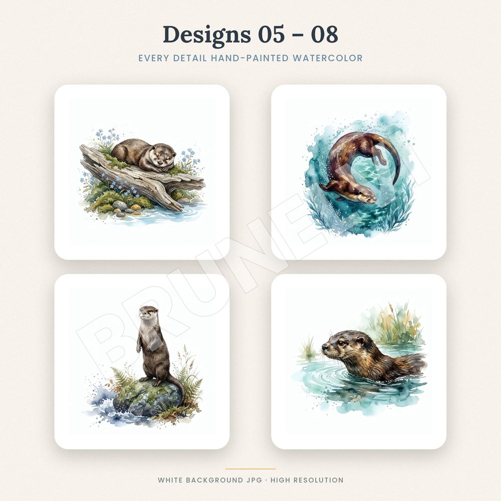 Otter Clipart Bundle — jpg bundles (white bg) clipart by Brunelvi — view 4