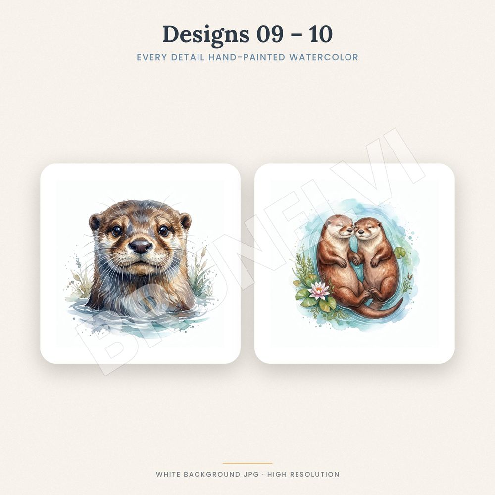Otter Clipart Bundle — jpg bundles (white bg) clipart by Brunelvi — view 5
