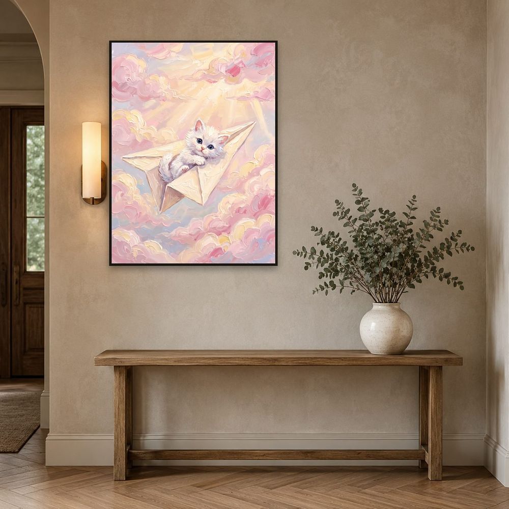 Paper Plane Kitten — kids & nursery wall art print by Brunelvi — view 3