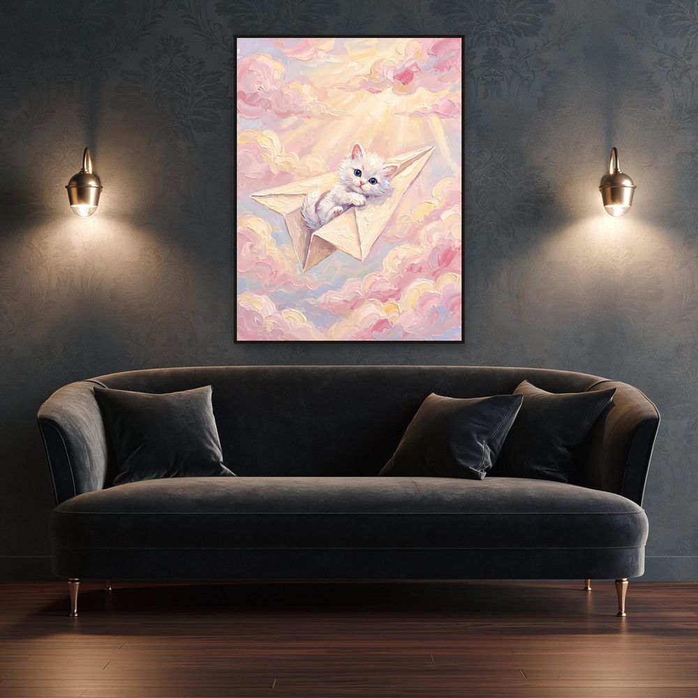 Paper Plane Kitten — kids & nursery wall art print by Brunelvi — view 4