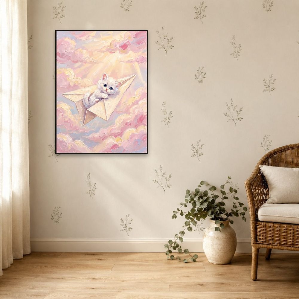Paper Plane Kitten — kids & nursery wall art print by Brunelvi — view 5