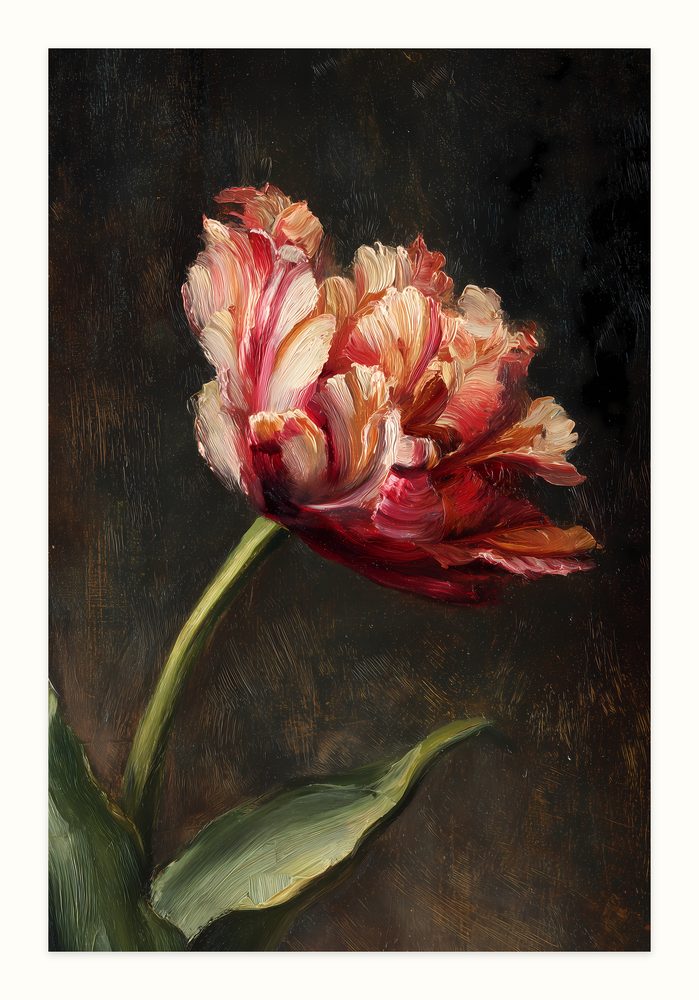 Parrot Tulip impasto oil painting wall art by Brunelvi